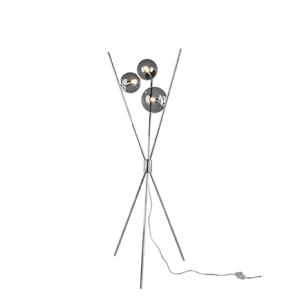 TRIO Lance stoječa svetilka krom/dimljeno steklo, 3 X MAX. 28W E14